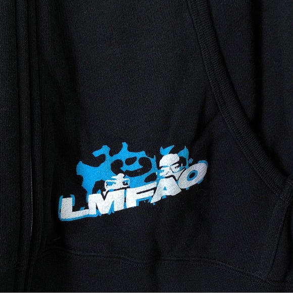 LMFAO Sexy And I Know It Party Rock Black Fleece Zip Up Hoodie Sweater L - Picture 8 of 14